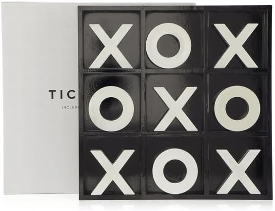 Large Tabletop Tic-Tac-Toe Game - Black/Silver