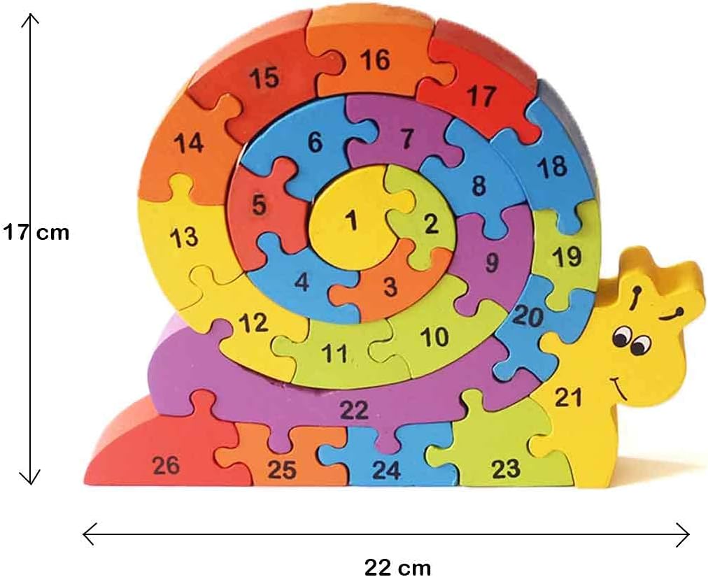 Wooden Snail Jigsaw Puzzle for Toddlers, Kids, Preschool Age Children | Educational Toy | 100% Safe, Natural & Eco-Friendly | 3 Years and up