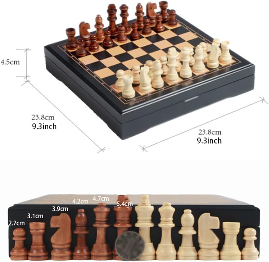 Chess Game Set Chess Set Chess Board Set Wood Chess Set, 9.3” Chess Board Game Set with Crafted Chesspiece & Storage Slots for Adult Chess Board Game Chess Game
