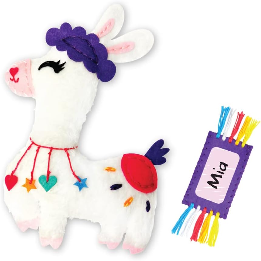 C.S. Kids Magic World DIY Personalised Sewing Kit - SA21 My Llama |Frist Sewing Arts & Crafts Gifts | Educational Sewing Kit for Kids(Safety Needle & Instruction Included)