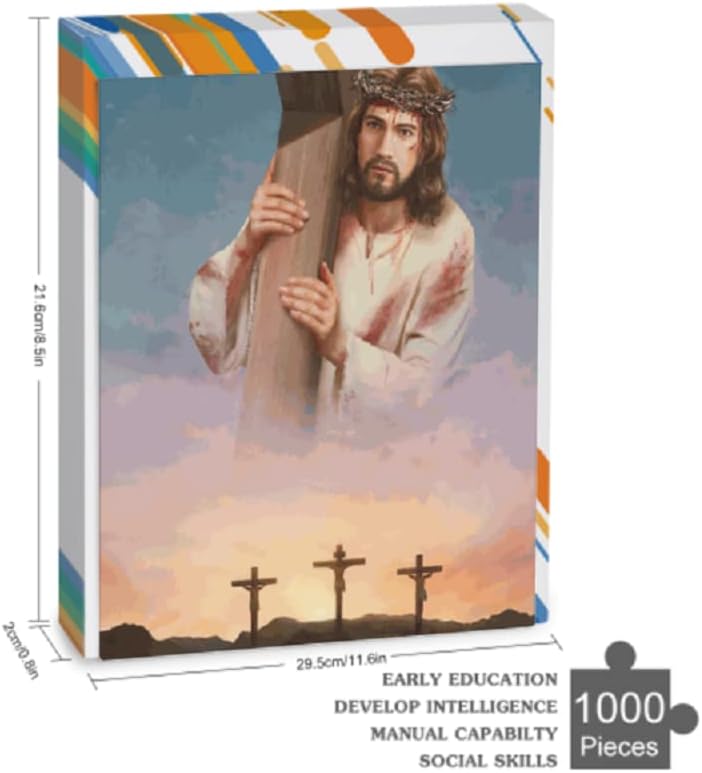 Jigsaw Puzzles for Adults 1000 Piece Puzzle Jesus Religious Decor Wooden Pieces Puzzle Pieces,Decompression Toys Challenging and Stimulating Puzzle Game,1000 Piece = 50 x 75 cm (B)