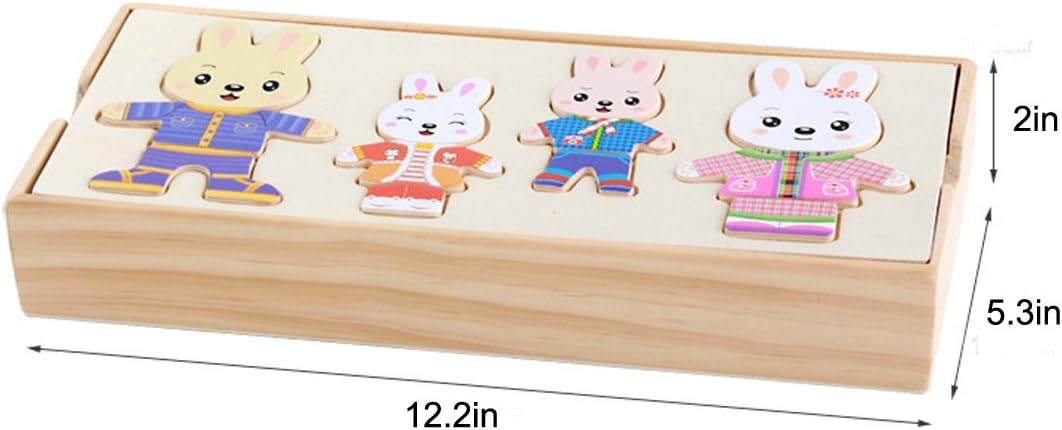 Wooden Jigsaw Puzzle 72 Pcs Kids Early Educational Toys Dress-Up Puzzle Set