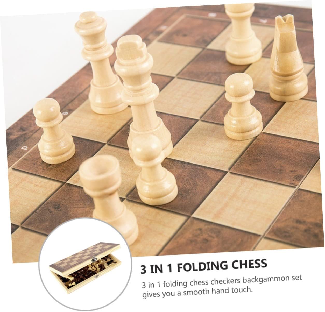 1 Set Three in One Chess Travel Set Kids Wooden Toys Kids Suit Wooden Board Game Chess Board Children Wooden Backgammon Three-in-one Chess Board Multifunctional Checkers Pocket Box