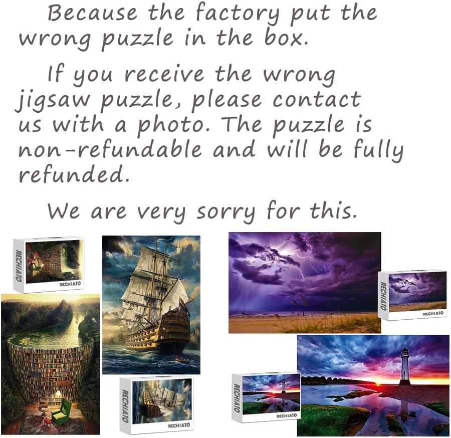 2 Pack 1000 Pieces Book & Sailing Boat Puzzles, UK Ship Jigsaw Puzzles for Adults 1000 Pieces and Up, Bookself Canal Puzzle for Father Dad Women Mom