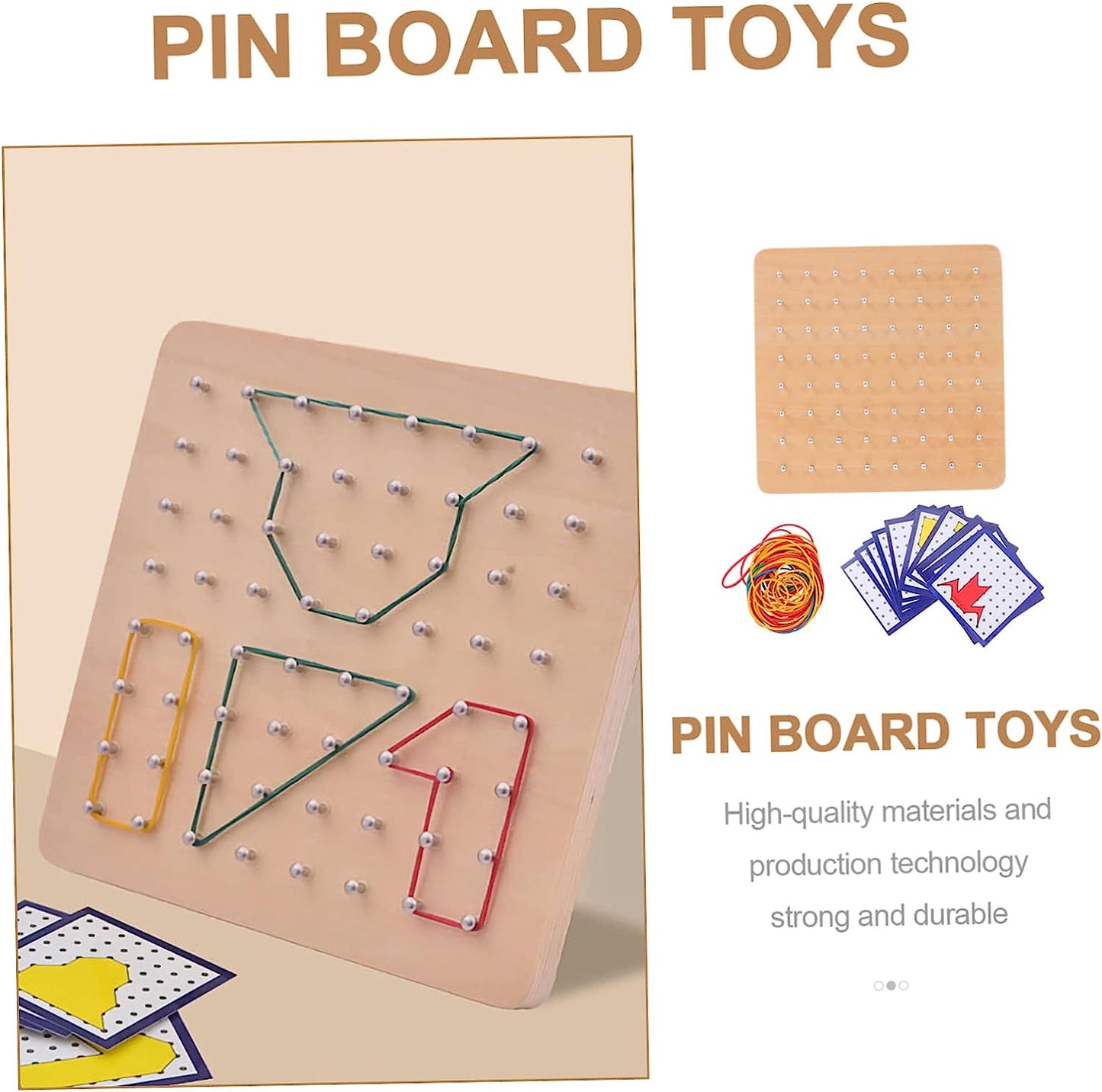1 Set Wooden Toys Childrens Toys Educational Toys Tools for Stem Puzzle Brain Teaser for Graphical Math Wooden Geoboard Wooden Nail Board Plate Pegboard