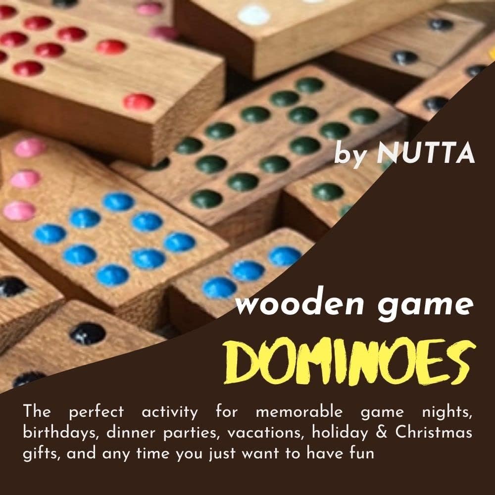 Dominoes Wooden Games 56 Tiles Mexican Domino Classic Board Game Coffee Table Decor Leisure Time Teens Adults Fun Indoor Outdoor Travel Camping Decorate Table Top Living Room (Domino 56 Tiles)