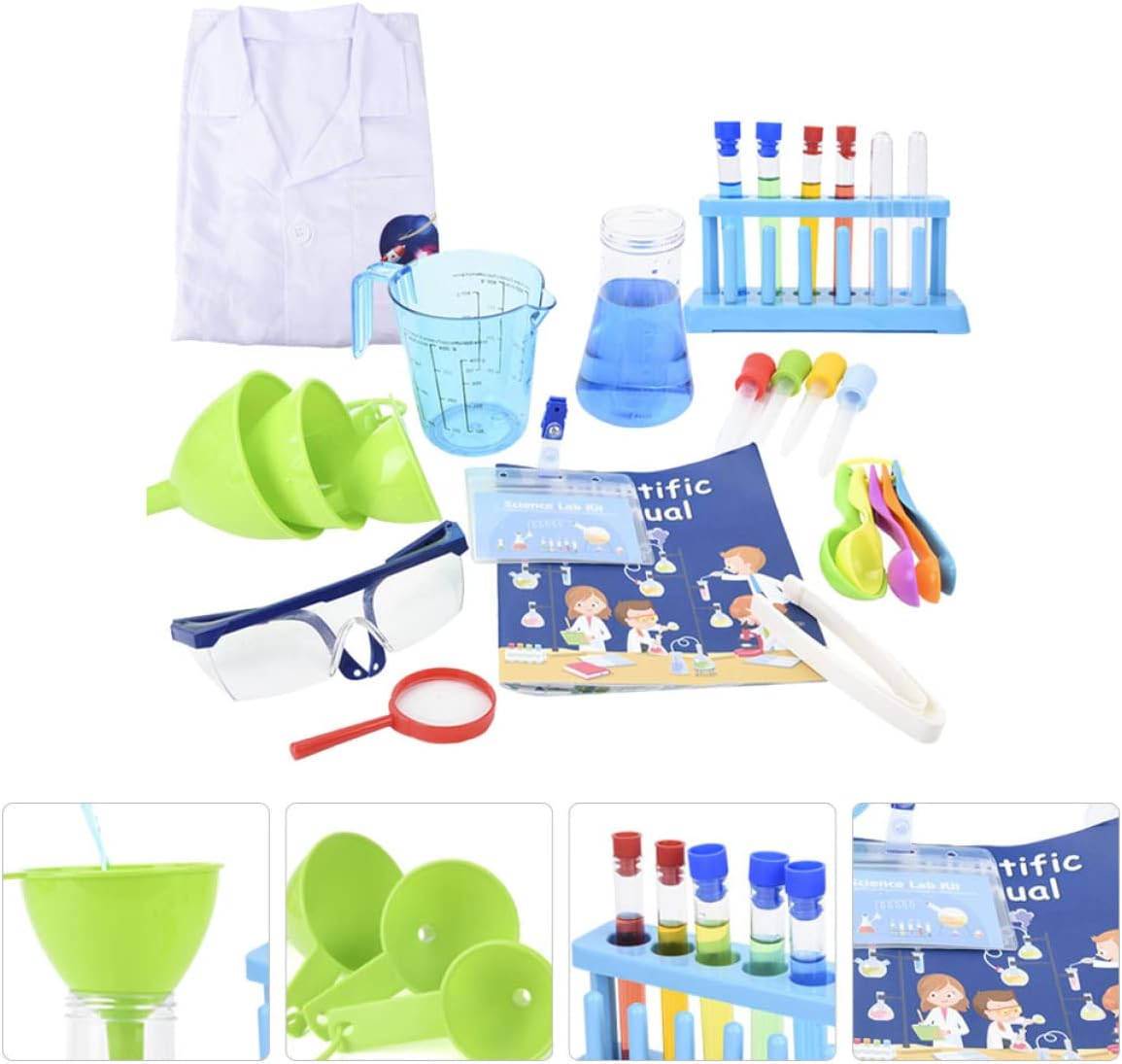 Educational Toys Tobots Toys 2 Sets Small Home Toys Kit Lab Scientist with Gifts Toy Educational Creative for Coat DIY Experiment Pretend Science Laboratory Gift Play Puzzle Toy Beaker Set