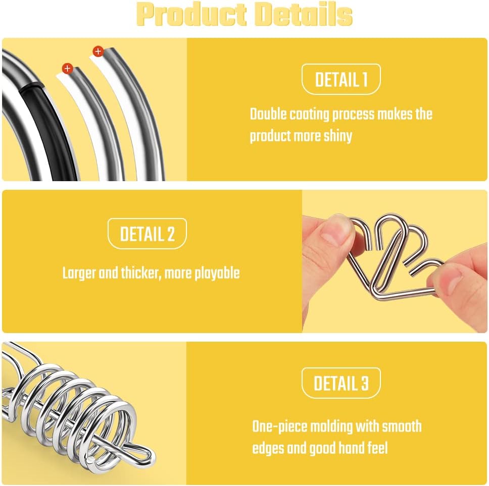 Metal Puzzle Ring, 30 Piece Set Luban Lock Educational Intellectual Toys IQ Toys, Metal Brain Teaser Puzzles Wire Chain Educational Toys (C-30PCS)