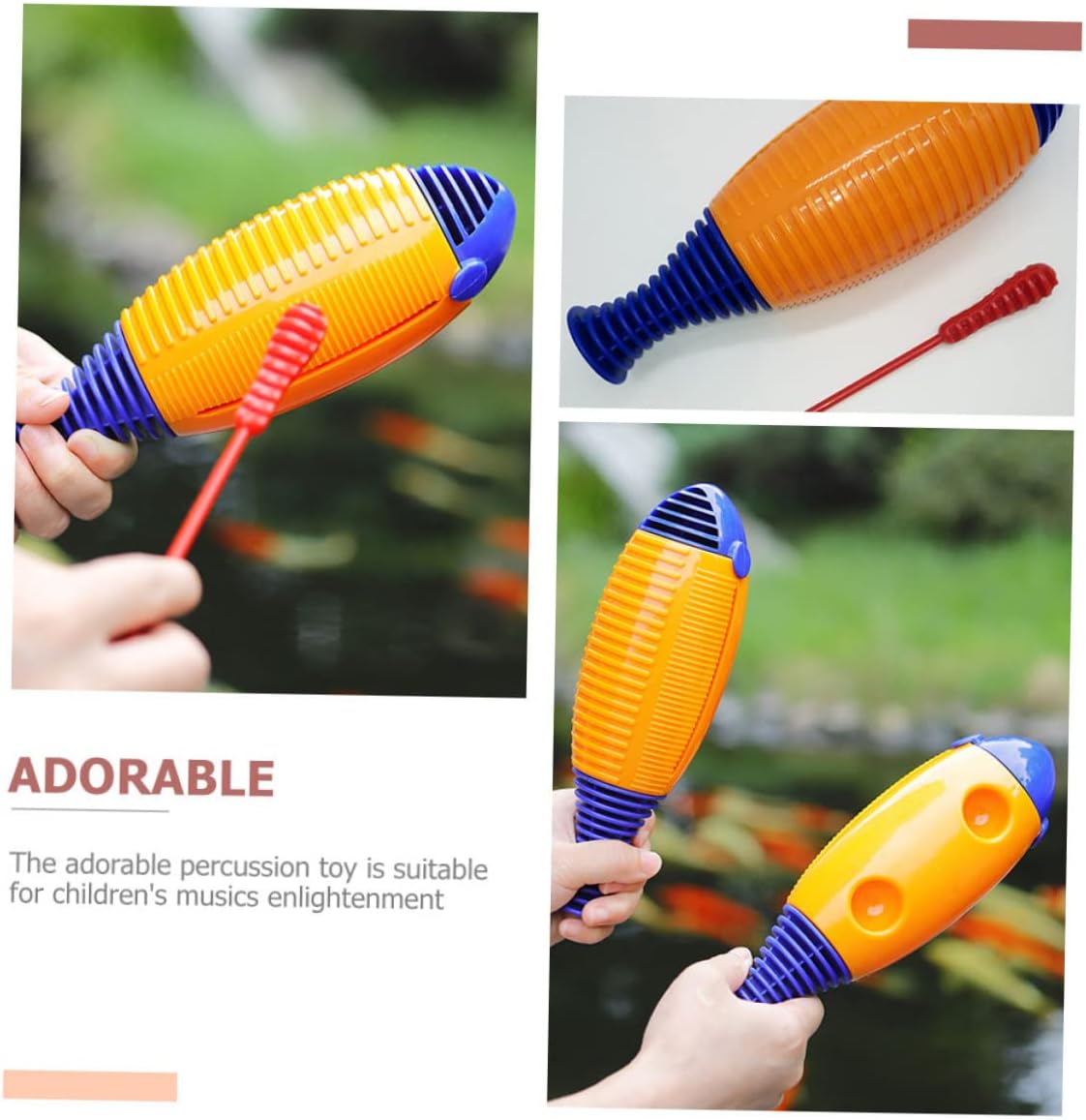 4 Sets Fish Frog Percussion Instrument Baby Rattle Toys Animals Toys Music Toys Wood Maraca Wooden Music Mallet Educational Toys for Kids Percussion Instrument for Kids Musical Toy