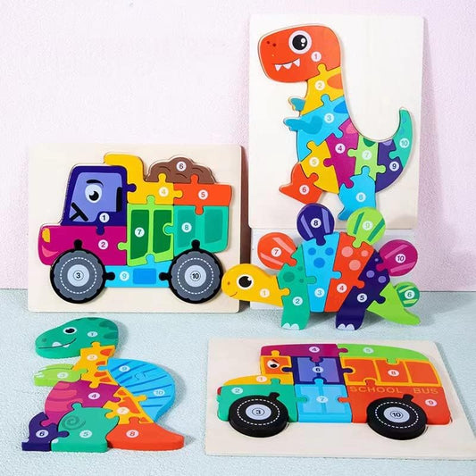 Fun and Educational 3D Vehicle Wooden Toddler Puzzles Colorful Toys for Developing Fine Skills and Color Recognition