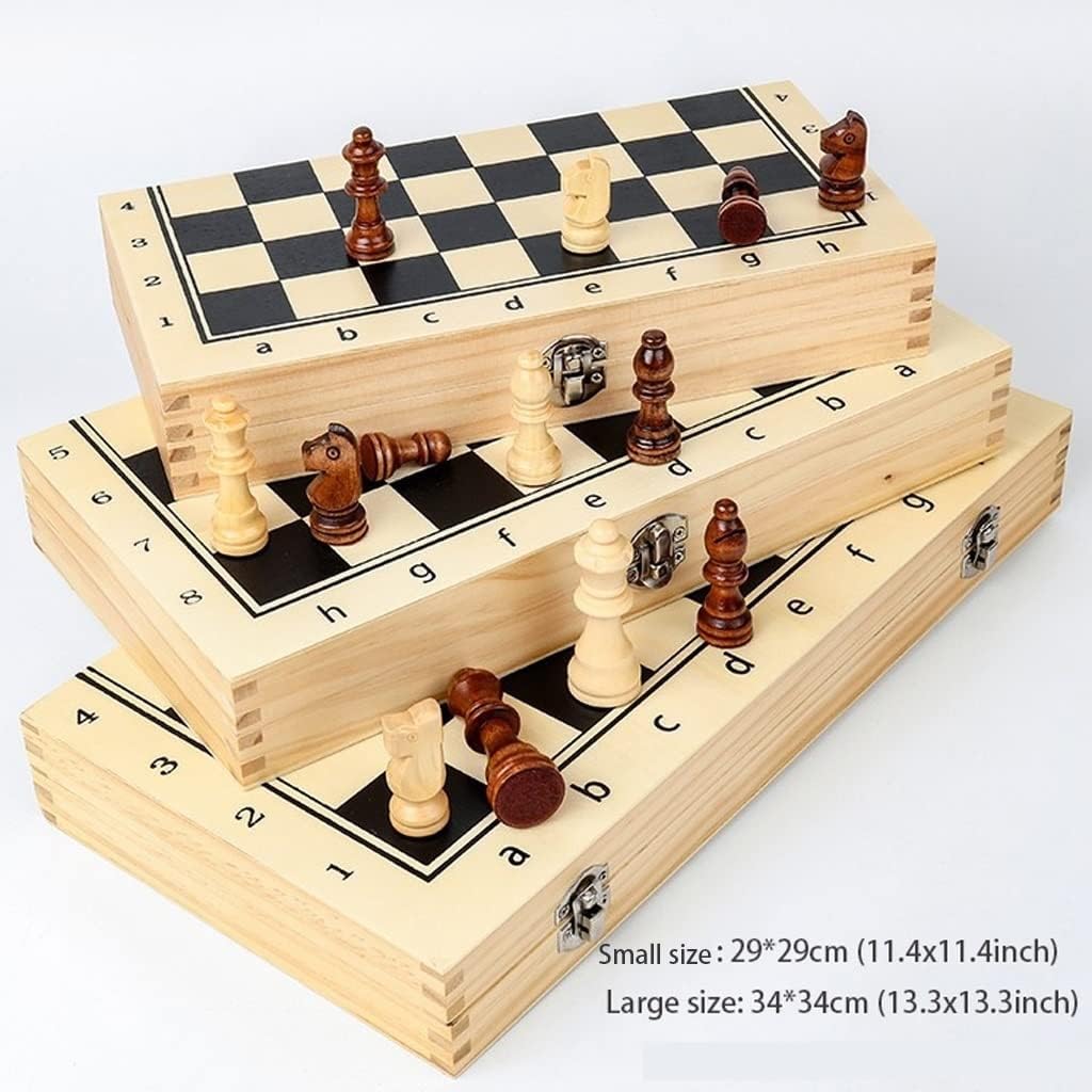 Chess Game Set Chess Set Chess Board Set Magnetic Wooden Chess Set, Folding Travel Chess Board with 2 Extra Queens/Pieces Storage Slots, Board Game for and Adults Chess Board Game Chess Game (Size