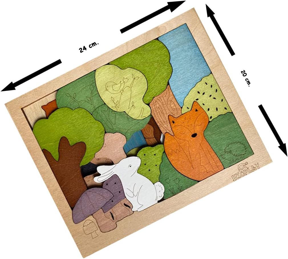 33 Piece Woodlands Wooden Puzzle for Kids, Jigsaw Puzzle for Pre-School Kids, Learning Educational Toys Gifts for Boys & Girls