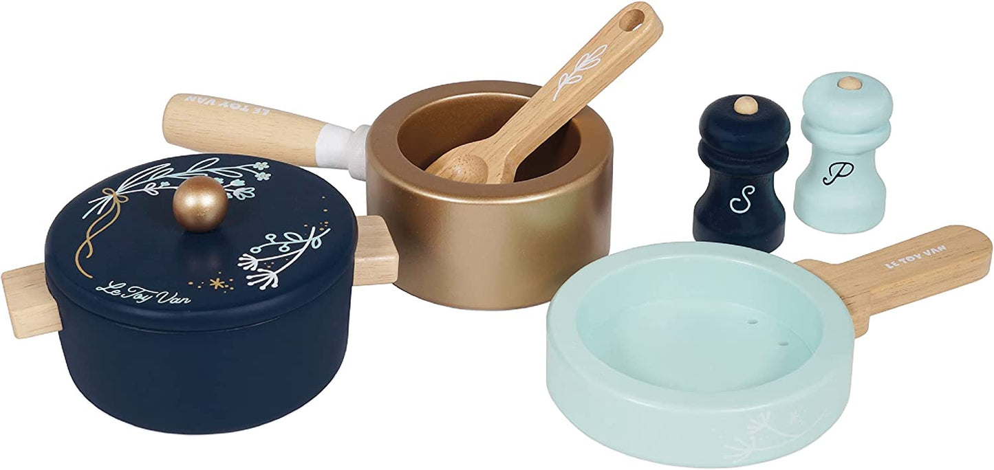 Educational Wooden Pretend Kitchen Honeybake Pots and Pans Cooking Set Play Toy | Kids Role Play Toy Kitchen Accessories (TV301)