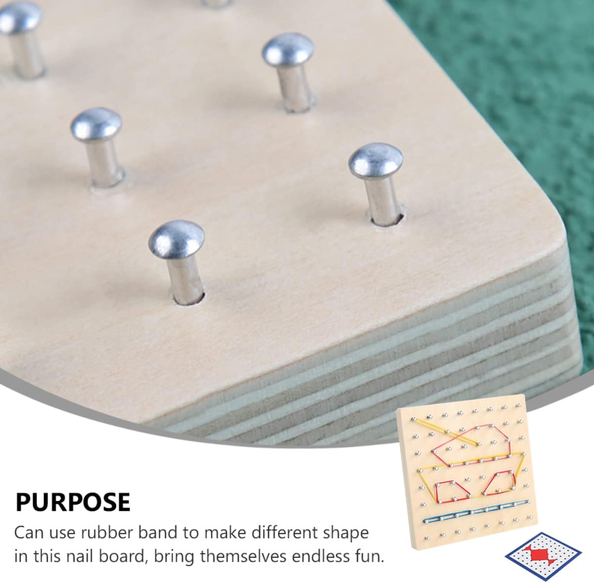 Wooden Toys Teasers Geo Pegboard Board Cards Tool Rubber Manipulative Educational Geometric Puzzle Creative Wooden Math and Brain with Preschool Material Learning Band Stem Educational Toys