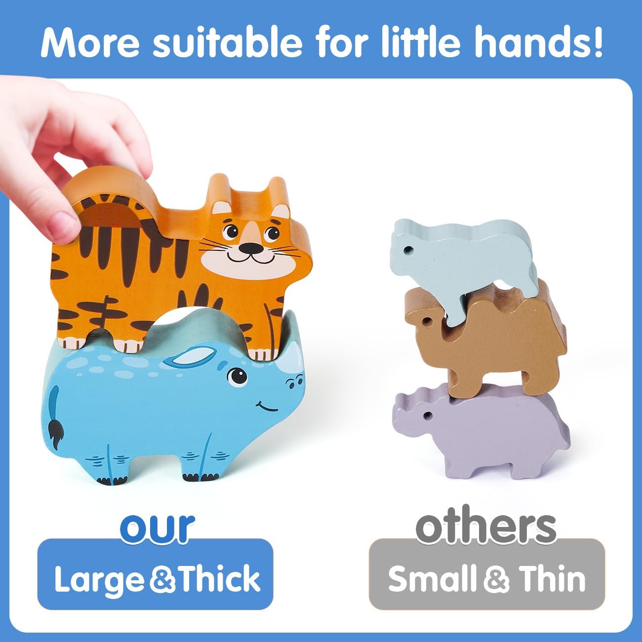 Toys for 2 3 4 Year Old Boy Gifts, Wooden Animal Stacking Toys for Age 2-4, Building Blocks for 2 3 Year Old Girl Birthday Gifts, Preschool Learning Activities for Toddlers 1-3