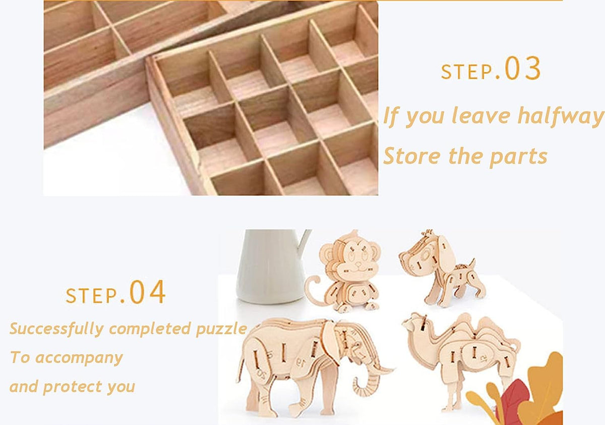 Three-Dimensional Puzzle Toys - Animal Assembly Model Kits - DIY Wooden Crafts - Desk Decor/DIY Hobbies/Gifts for Teens&Kid (Animals Group One)