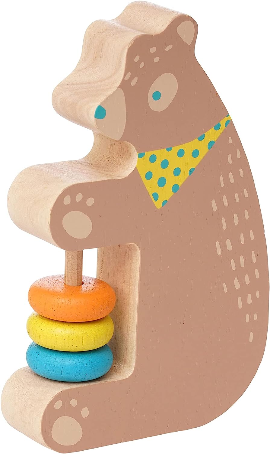 Musical Forest Trio 3 Piece Wooden Toy Set for Toddlers with Bear Rattle, Llama Clacker & Hedgehog Guiro