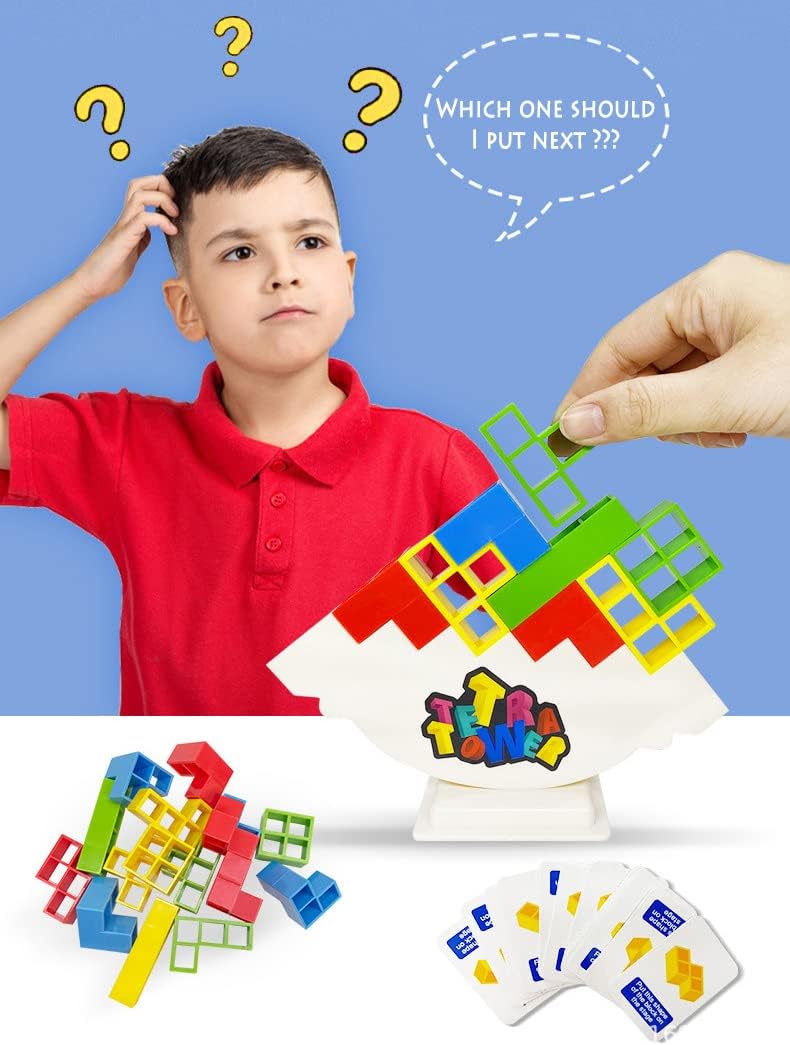 32Pcs Stacking Building Balance Block Game STEM Toys for Kids & Family, Balancing Blocks Board Games Stacking Fun Toy for Children, Adults, Party