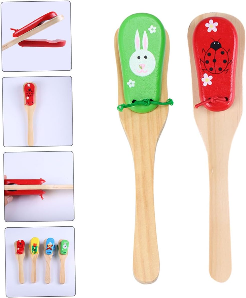 6 Pcs Castanets Kids Musical Instruments Kids Wooden Toys Puzzle Toy Baby Drum Rattle Castanets Wood Castanets Toy Hand Castanets Kids Toy Children Musics Toy Castanet Instrument