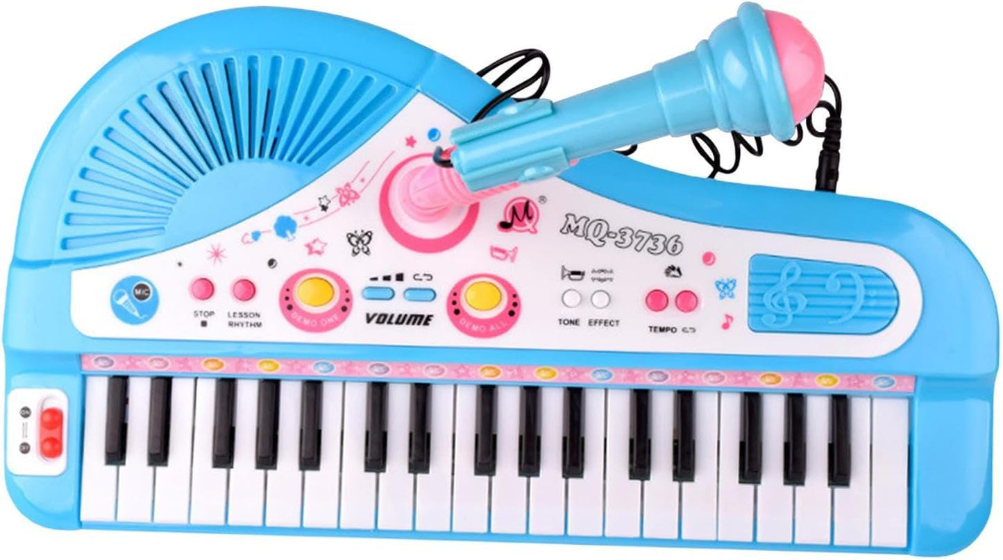 Digital Music Piano Keyboard, 37 Keys Piano for Kids, with Microphone Musical Toys, Electronic Organ for Age 3-5 Children Kids, Blue