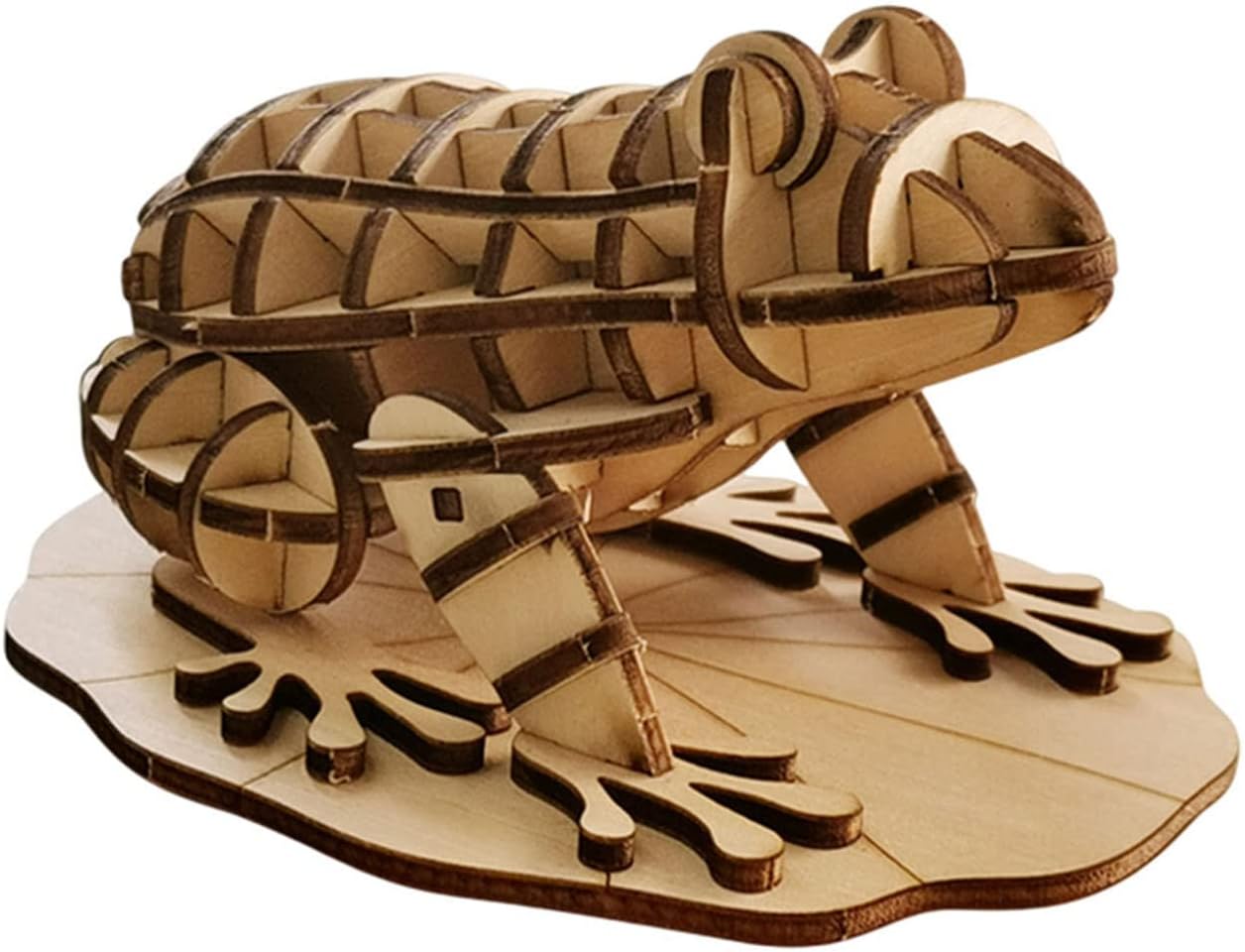 3D Puzzle Frog Wood Craft Construction Kit Fun Unique and Educational DIY Wooden Animal Toy Assemble Model Gifts for Teens&Kid