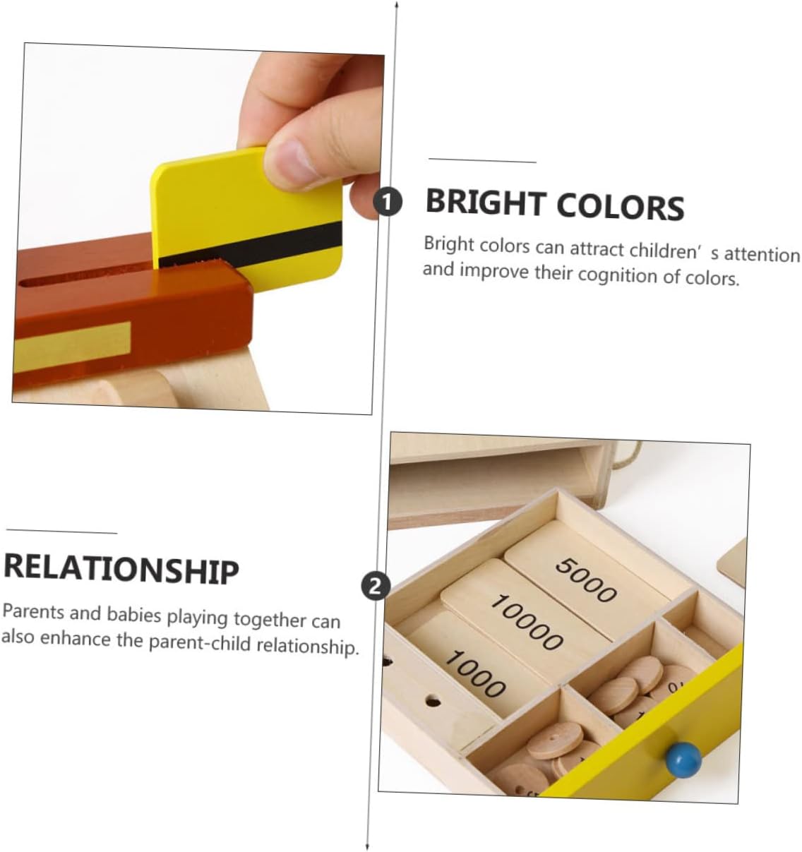 1 Set Checkout Counter Baby Infant Toys Kids Playset Kids Educational Toys Children Wooden Toys Wooden Plaything Role-Playing Plaything Yellow Cheque Lattice Parent-Child Wooden