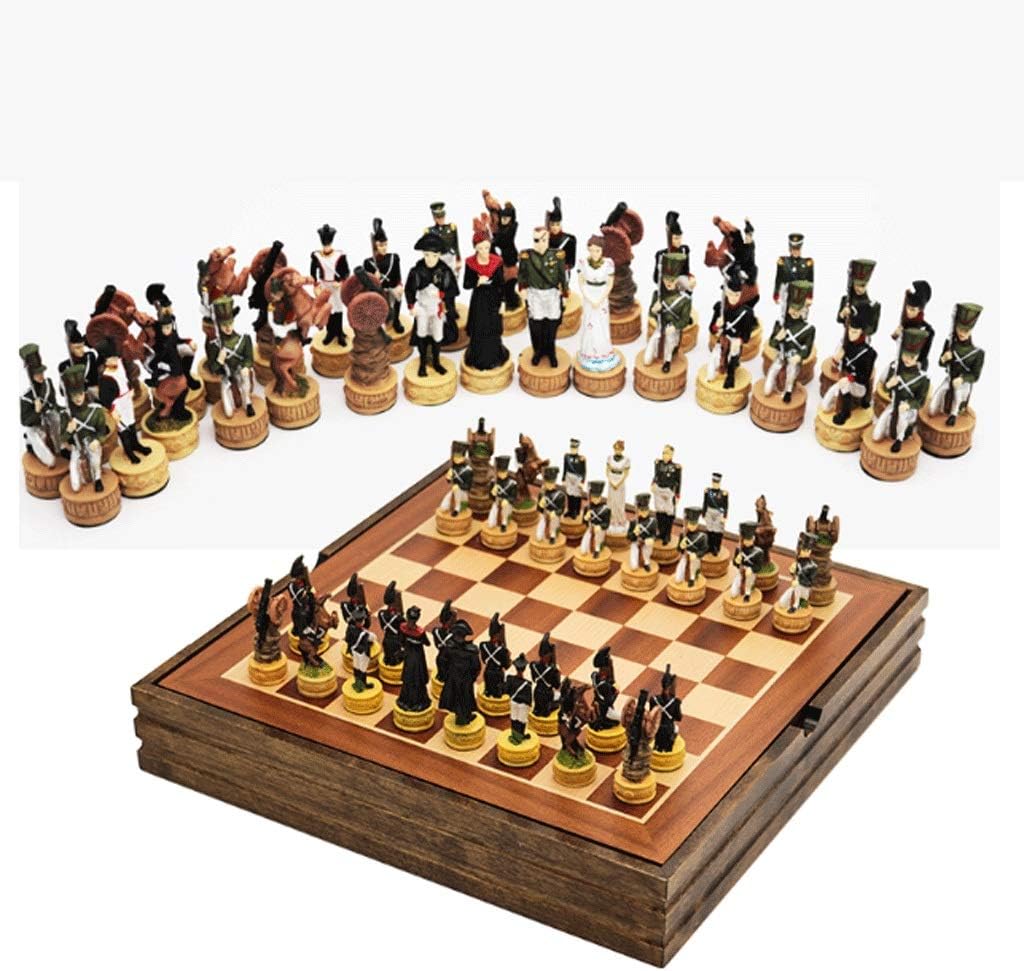 Chess Board Set Solid Wood Chessboard with Storage Chess Figures Ornaments Chess Set Board Game for Dad Children Friends Chess Sets