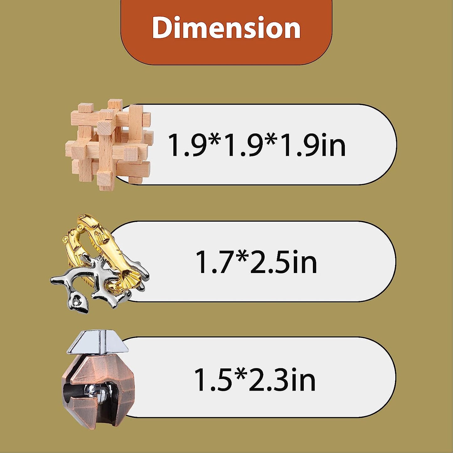 Educational Toys 3D Brain Teaser Puzzles Games 3PCS Wooden Puzzles and Metal Puzzles for Party Games Family Games