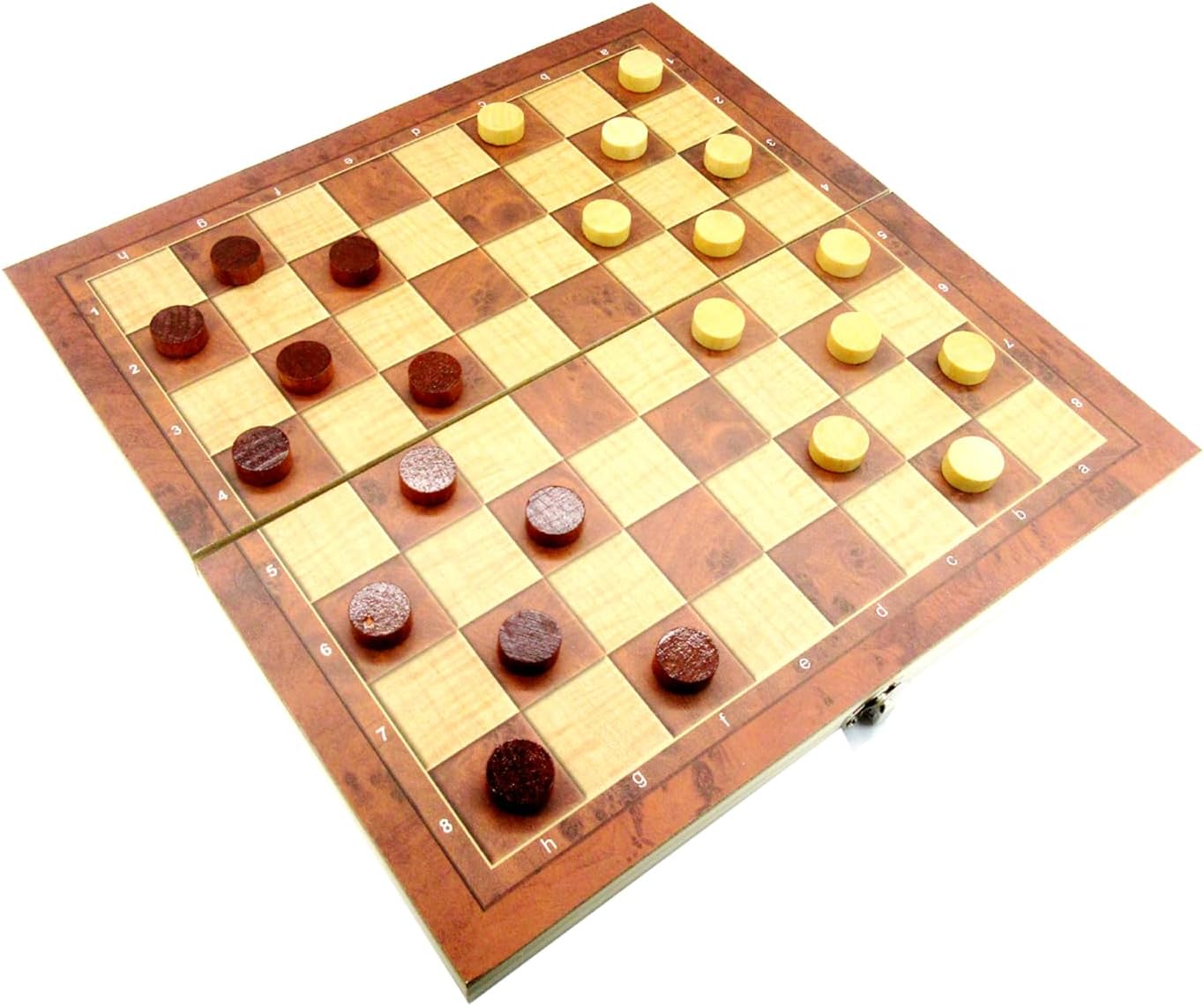 Board Games Set- 9.44" 3 in 1 Wooden Folding Chess Checkers Backgammon Set - 13.58" Fast Sling Puck Game for Aged 14+