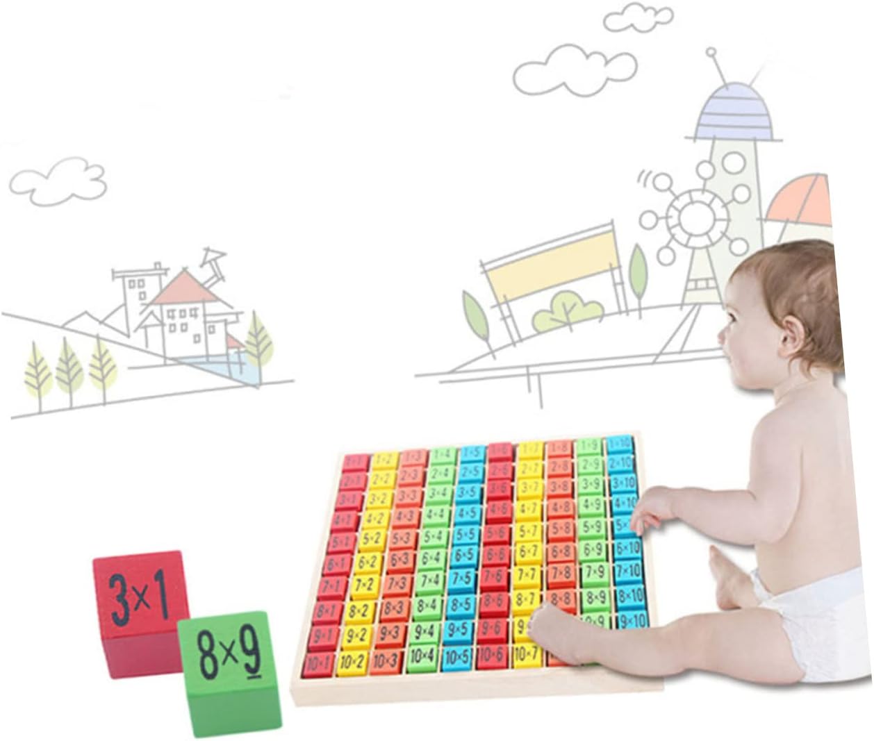 Kidcraft Playset 2 Set Wooden Toys Educational Toys Sudoku Board for Wooden Sudoku Board Wooden Sudoku Puzzle Number Multiplication Table Bamboo Wooden Toys