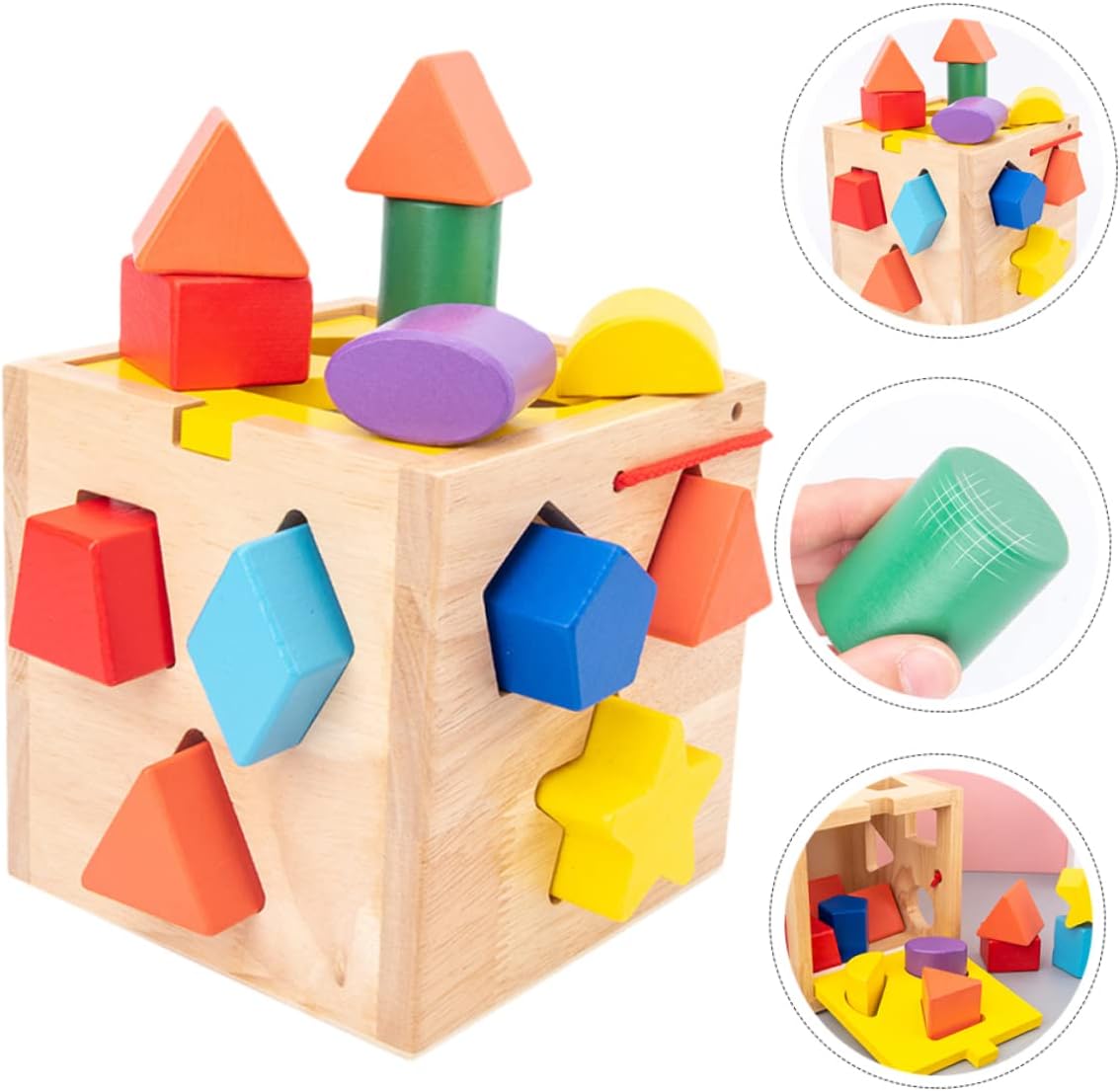 1 Set Twelve Hole Intelligence Box Kids Educational Toys Building Blocks for Kids Toys for Kids Wooden Colorful Geometric Box Educational Plaything Shape Building Blocks Colorful