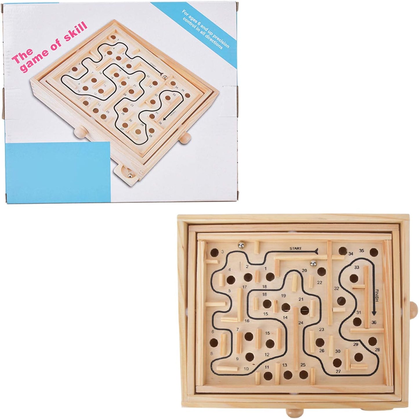 Wooden Tilt Maze Game, Adult Kid Wooden Educational Maze Brain Training Board Game Educational Toy