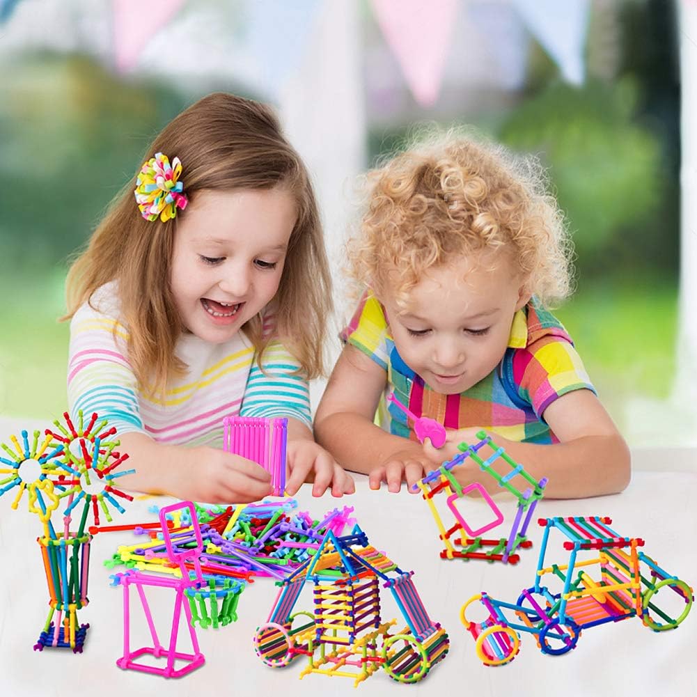 1054Pcs Building Toy Building Blocks Bars Different Shape Educational Construction Engineering Set 3D Puzzle, Interlocking Creative Connecting Kit, Great STEM Toy for Both Boys and Girls