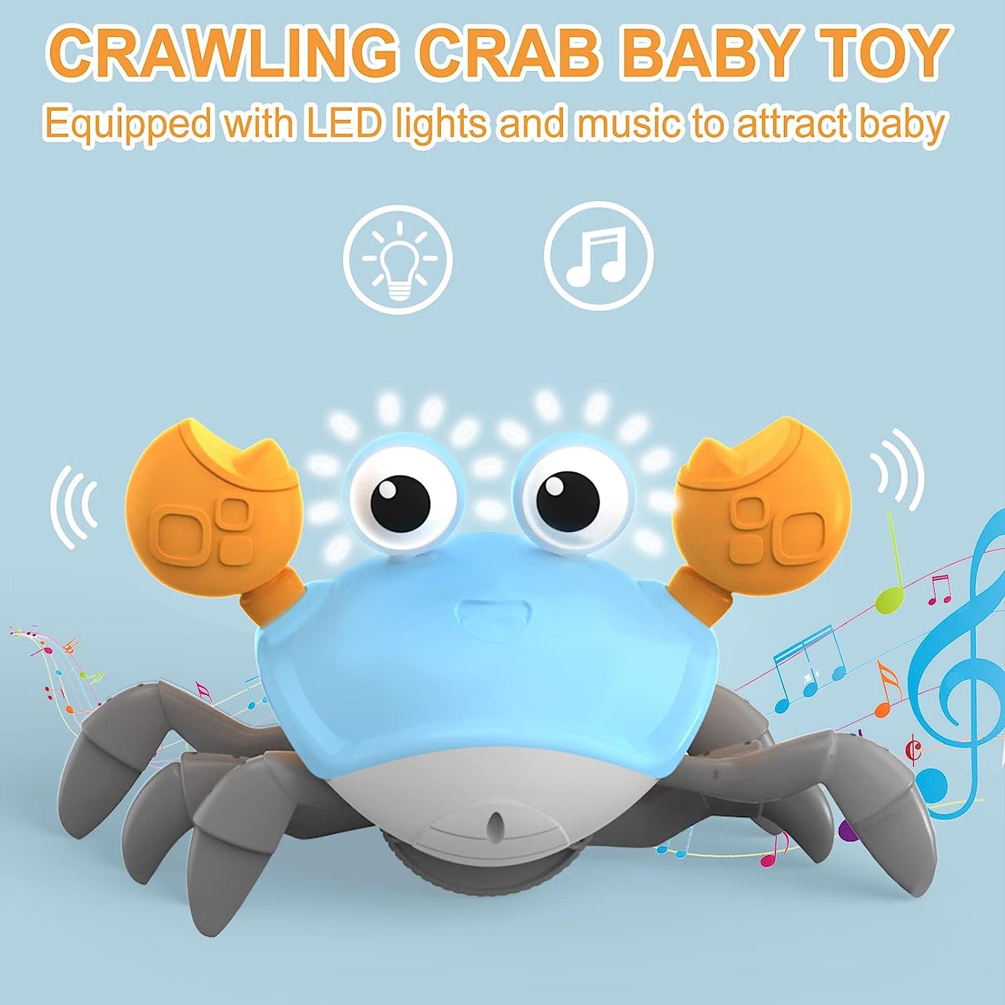 Sensing Crawling Crab Baby Toy, Tummy Time Toys Equipped with LED Lights and Music, Early Learning Educational Toys, Birthday Toy for Infant Toddler Boy Girl