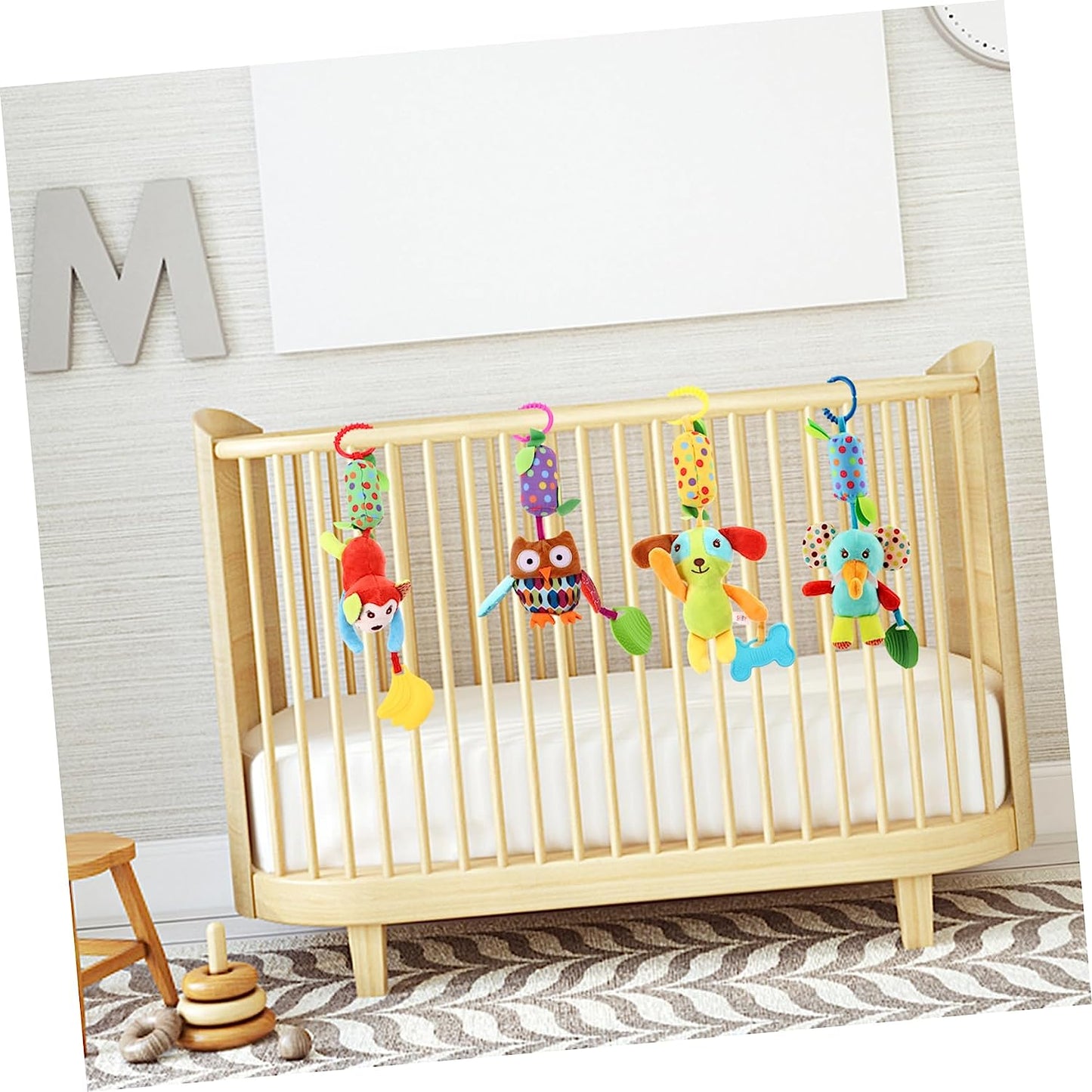 4pcs Stroller Wind Chime Crib Hanging Teether Toy Kids Educational Toys Childrens Toys Baby Stroller Toys Stroller Hanging Toy Infant Plush Toys Baby Bed Toy Baby Rattle Toys Crib