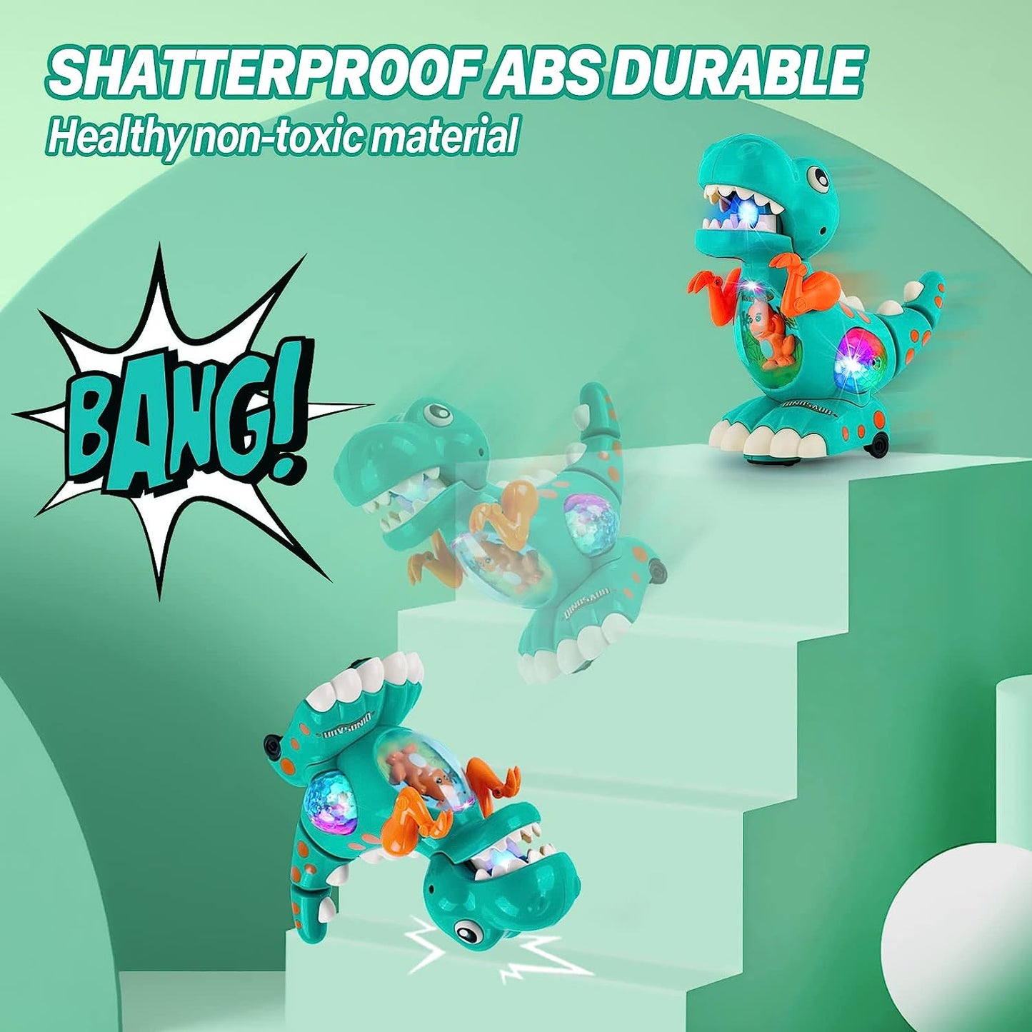 Baby Toys, Light Up Musical Crawling Dinosaur Toys for Tummy Time, Interactive Electric Toys Sensory Toys for 0-6, 6-18 Months Infant 1 Year Old Boys Girls Chris as Birthday Gifts