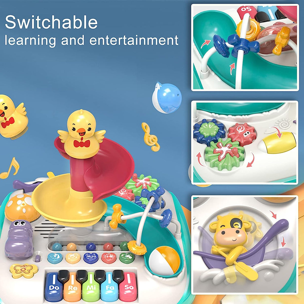 Toddler Activity Table Toy,Baby Busy Board Educational Toy with Lights and Music, Learn and Discover Table, Musical Infant Early Learning Table Interactive Toys
