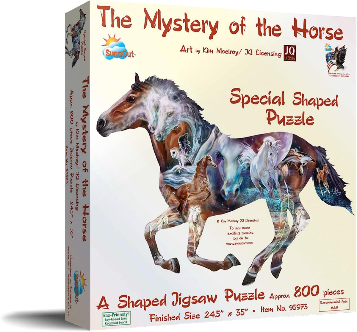 The Mystery of The Horse - 800 pc Special Shape Jigsaw Puzzle by Artist: Kim McElroy - Finished Size 24.5" x 35" - MPN# 95973