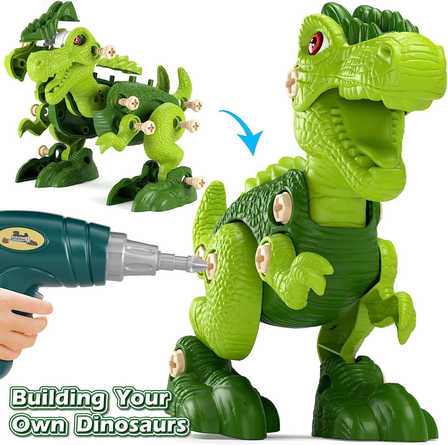 Kids Building Dinosaur Toys - Boys STEM Educational Take Apart Construction Set Learning Kit Creative Activities Playset Birthday Gifts for Toddlers Girls Age 3 4 5 6 7 8 + Years Old (5Dino)