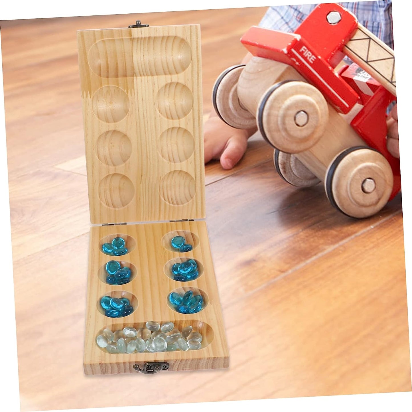 Carrom Board 1 Set Mancala Wooden Educational Wooden Mancala Game Thinking Puzzle Game Board Games Puzzle Chess Wood, Glass Beads Portable Gemstones for Boggle