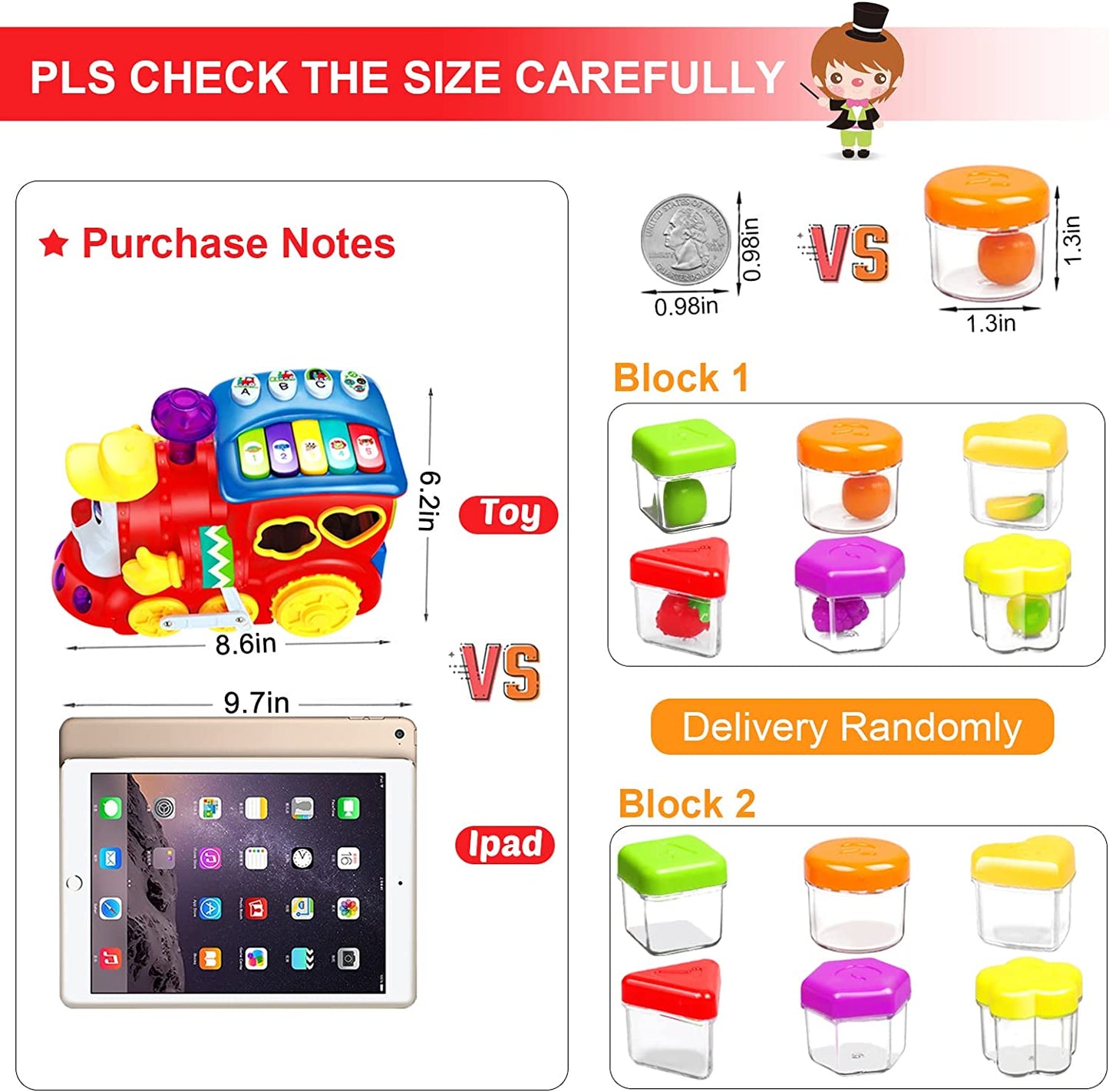 Baby Toys 12-18 Months Musical Train Kids Toys for 1 2 3 4+ Year Old Boys Girls Gifts,Early Education Learning Toy with Fruit Block/Music/Light/ for 6 to 12 Months Toddler Chris as Birthday Gifts