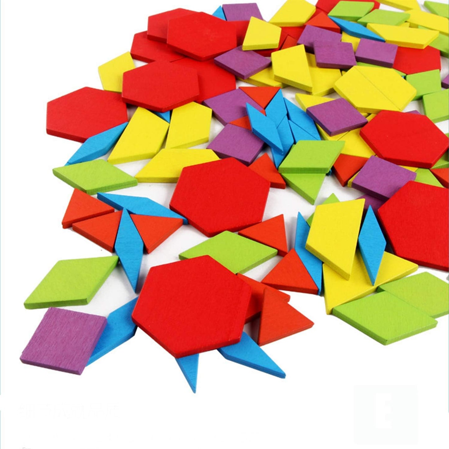 Set of 155 Wooden Pattern Blocks Geometric Manipulative Shape Puzzle Kindergarten Graphical Classic Educational Tangram Toys for Kids Ages 3+ Jigsaw Puzzles Gift with 24 Pcs Design Cards