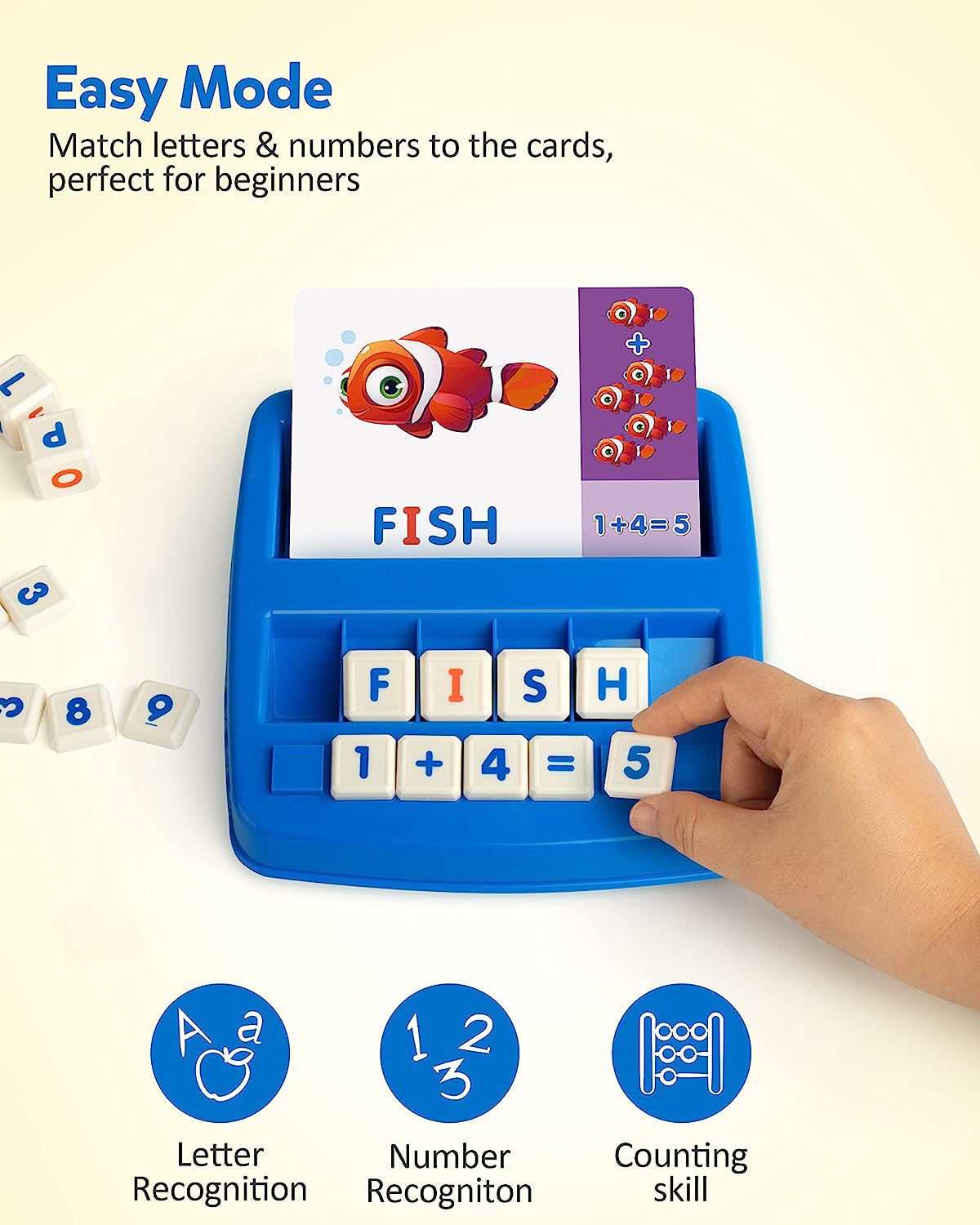 Matching Letter Game, Alphabet Spelling Reading Flash Cards, Math Number Words Puzzle Early Learning Educational Gift Toys for 3 4 5 Year Old Kids