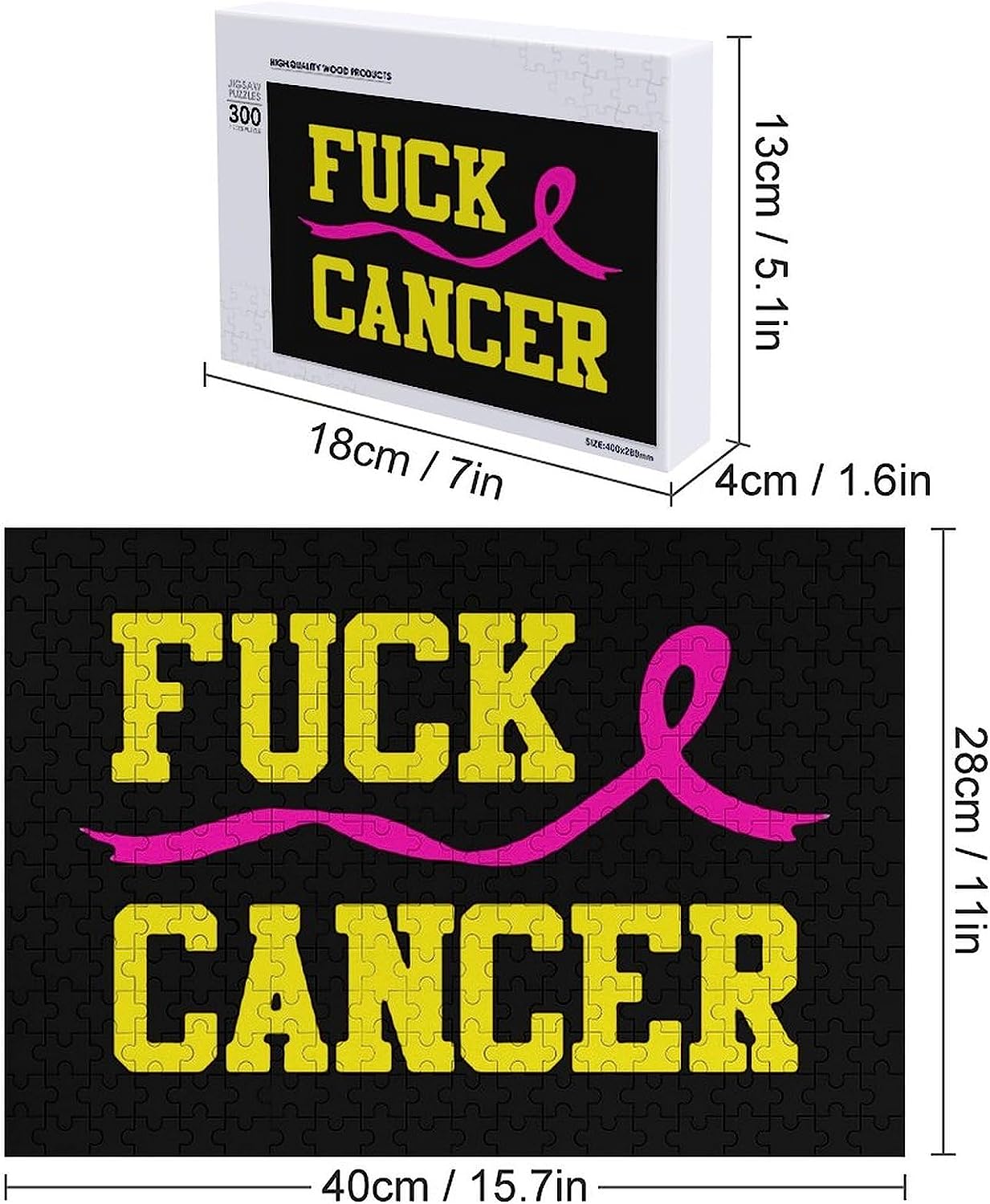 Fuck Breast Cancer1 Puzzles for Adults Wooden Jigsaw Puzzle Funny Leisure Toy Gifts for Family Friends