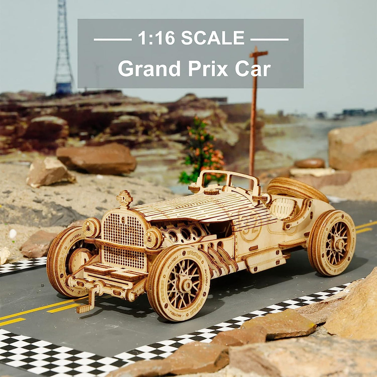 3D Wooden Puzzle-Mechanical Car Model-Self Building Vehicle Kits-Brain Teaser Toys-Best Gift for Adults and Kids on Birthday/Chris as Day (Grand Prix Car)