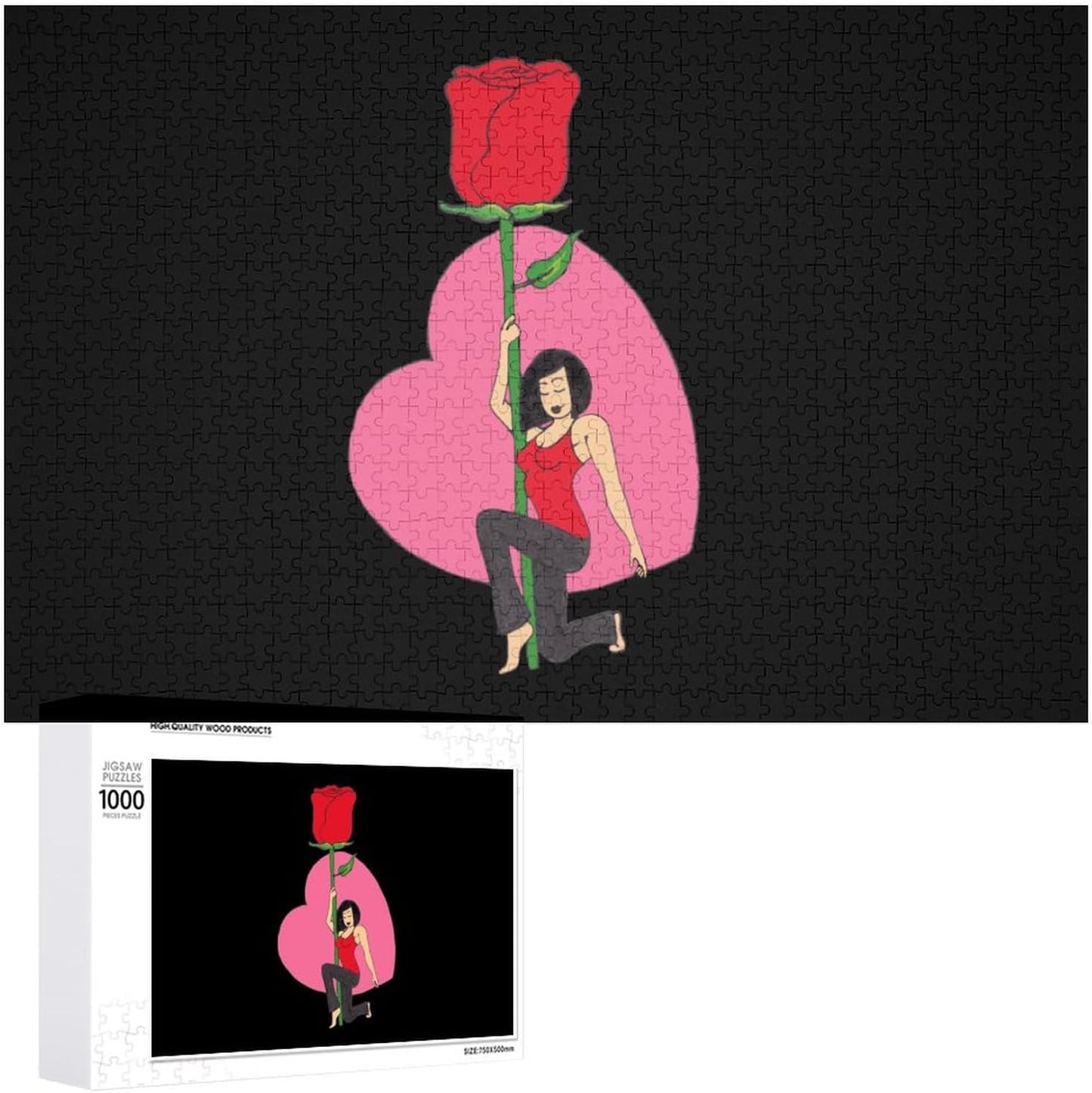 Valentines Girl Without Rose Puzzles for Adults Wooden Jigsaw Puzzle Funny Leisure Toy Gifts for Family Friends