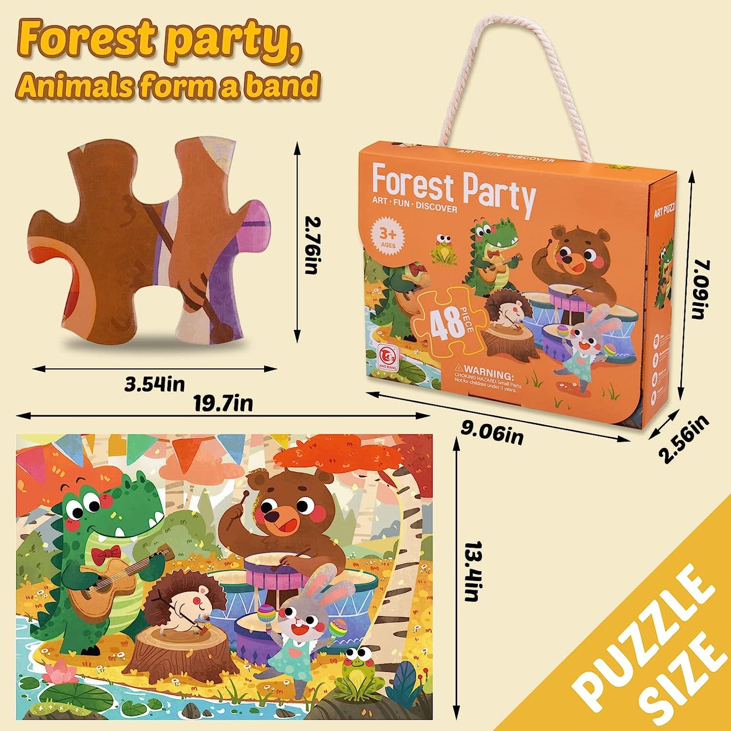 48 Piece Floor Puzzles for Kids Ages 3-5 4-8 Toddlers Jigsaw Puzzles Forest Animals Large Puzzle Games Toy Educational Learning Birthday Gifts for 6-7 Year Old Boys Girls Kids