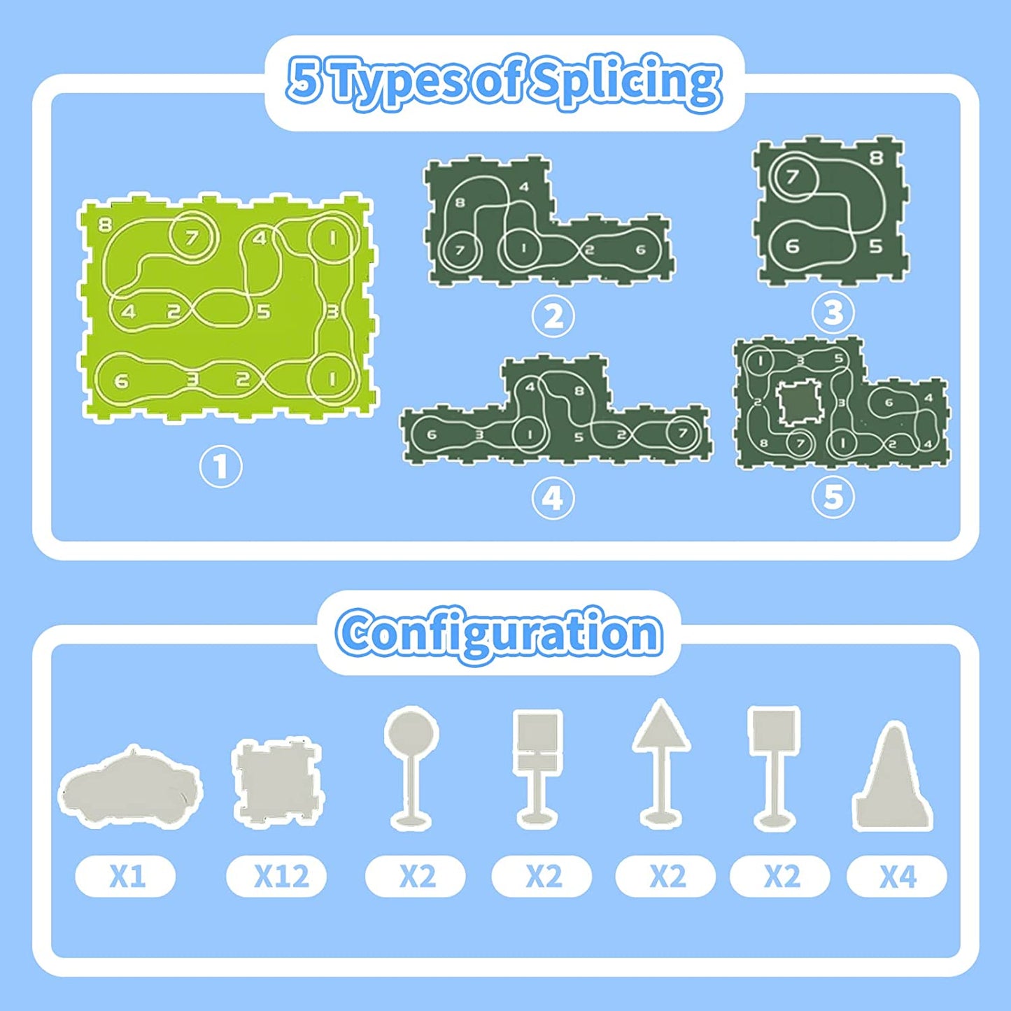 New Plastic Puzzles for Kids Ages 3-5 with A Cute Vehicle, Toddler Puzzles Gift, Critical Thinking Educational Toys, Toys for 3 4 5 6 Year Old Boys Girls, Fun Race Car Track Toys for Kids