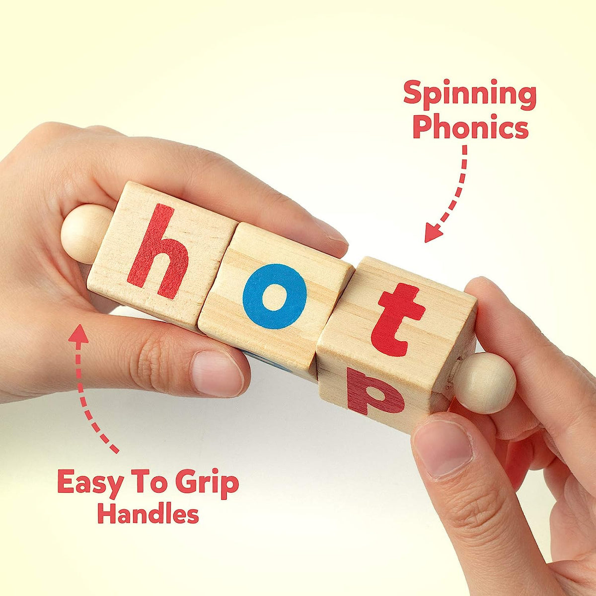 Wooden Reading Blocks Short Vowel Rods Spelling Games, Flash Cards Turning Rotating Letter Puzzle for Kids, Sight Words Spinning Alphabet Learning Toy for Preschool Boys Girls