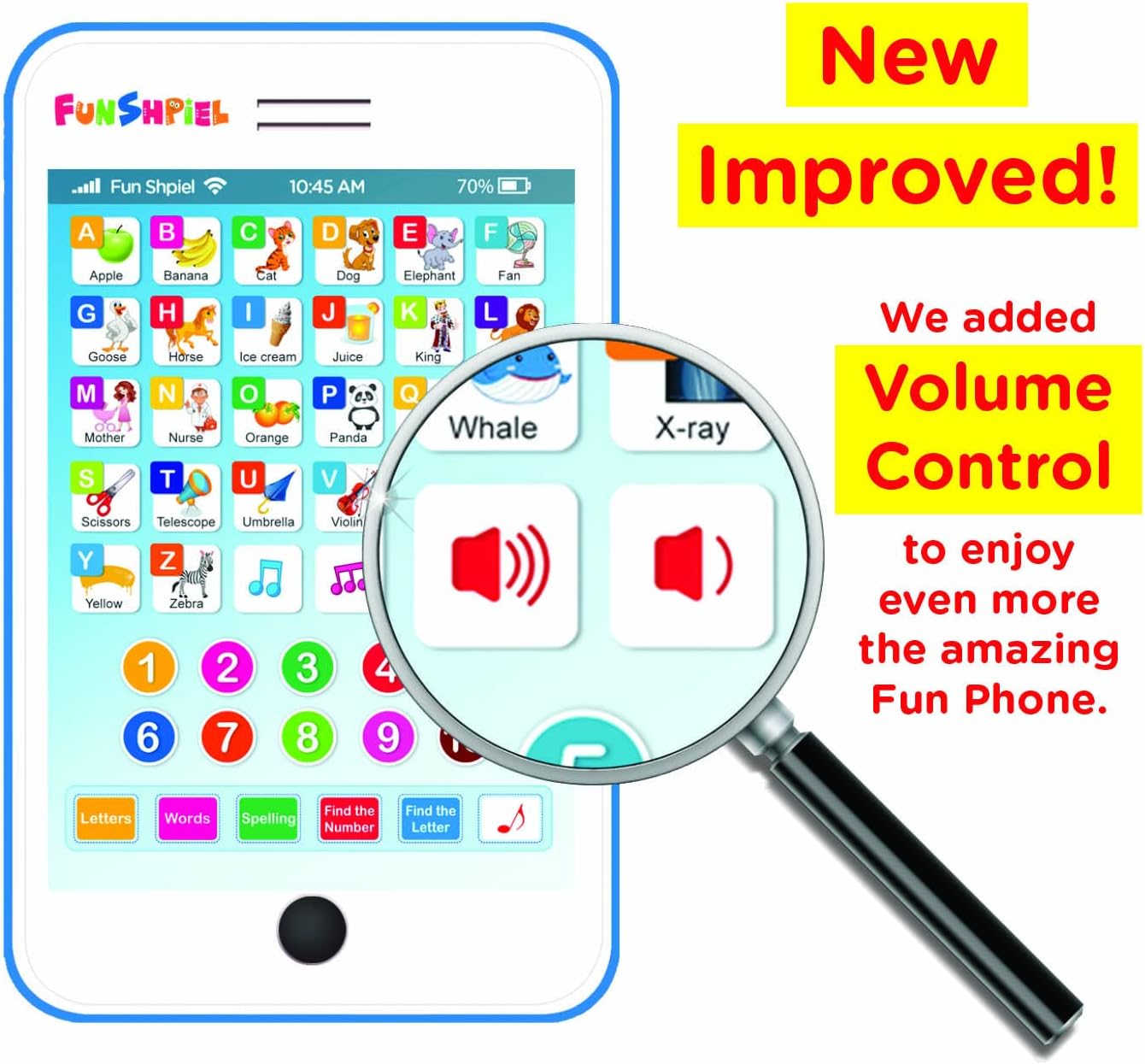 Kid Tablet - kindergarten learning activities, ABC Learning for Toddlers, Learning & Education Toy for 3 Year Olds+, Learning Letters & Alphabet, Kids Phone Toy for Speech Therapy & Letter Sounds